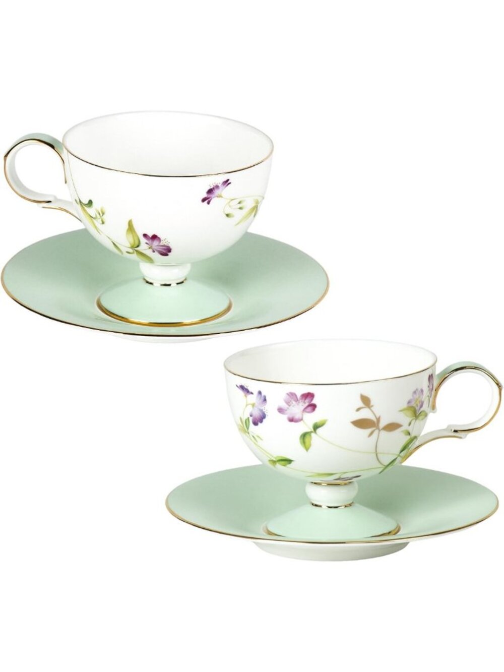 Floral Ceramic Tea Cups Set of 2 | Elegant Demitasse Coffee Mugs for Home Decor
